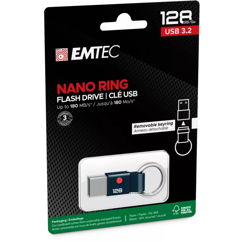 Memoria USB EMTEC ECMMD128GT103 128 GB USB Type-A 3.2 Gen 1 (3.1) negra, lectura 180 MB/s, escritura 25 MB/s