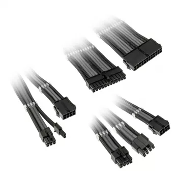 Set de extensión de cables Kolink Core Adept — funda de PET trenzada, conductor de cobre, longitudes 300–350 mm, set de 6 piezas