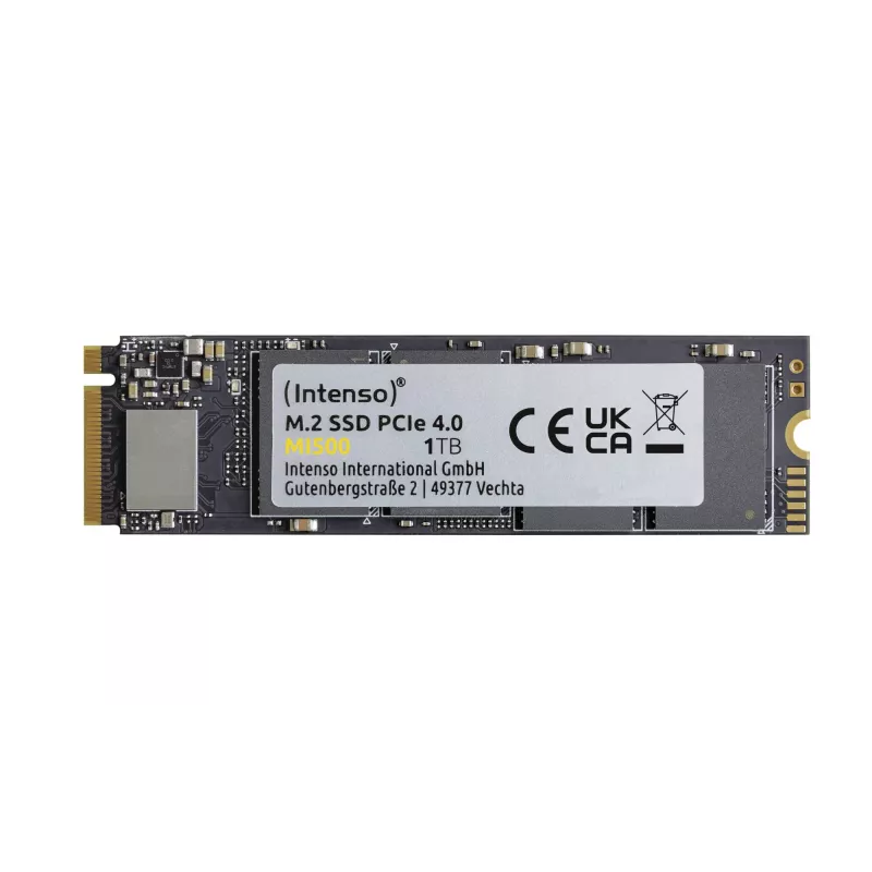 SSD|INTENSO|MI500|1TB|M.2|NVMe|3D NAND|Velocidad de escritura 4500 MBytes/sec|Velocidad de lectura 5300 MBytes/sec|4mm|TBW 600 TB|MTBF 1500000 hours|3836460