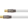 Cable de antena SAT, conector macho IEC/coaxial a conector hembra, dorado, apantallamiento 120 dB, 75 ohmios, trenza de nailon blanco, 1 m, serie PYTHON® (GC-M2001)