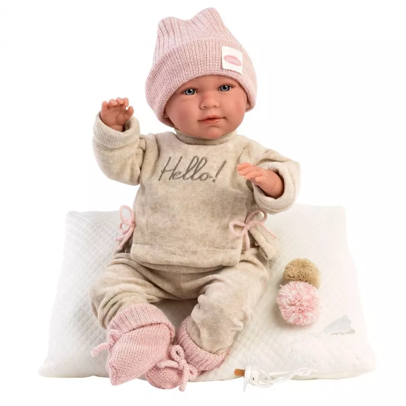Muñeca bebé Mimi llorando con cojín 42 cm