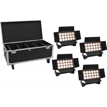 EUROLITE 20001034 set de washlight LED multifunción con 4 pilas recargables, 18x10W LEDs RGBW