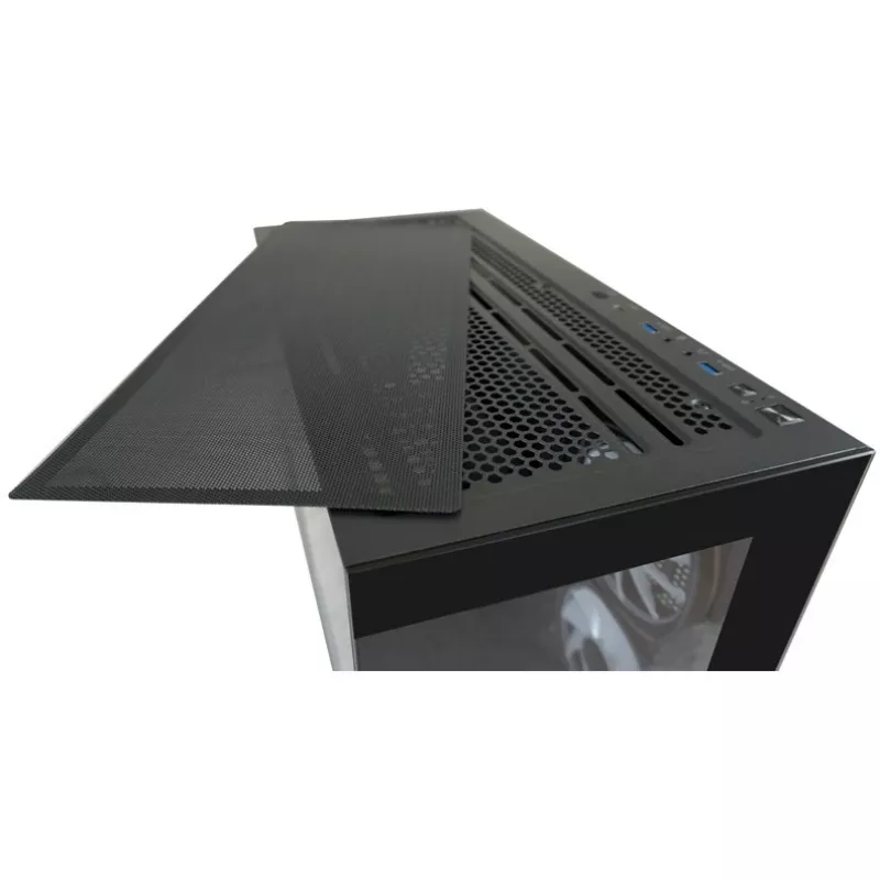 LC-Power Caja MidiTower 715B negra USB3.2/Audio sin fuente de alimentación SEAMLESS_X (LC-715B-ON)
