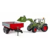 Tractor de juguete BRUDER Fendt Vario 211 con pala frontal y remolque lateral