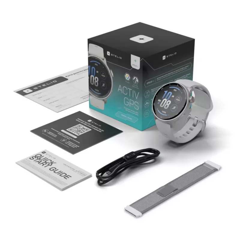 Smartwatch Stelio Activ GPS 46 mm plata STSWA101SR, GPS, caja de 46 mm