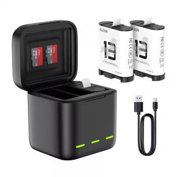 Cargador de tres canales Telesin S0-BCG-10-TGP para GoPro Hero 13 Black — carga simultánea de 3 baterías