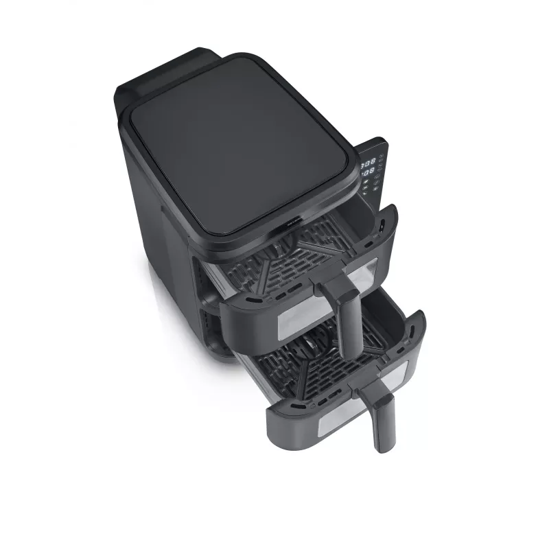 Freidora SEVERIN FR 2468 S-Fry Duo Stack 2 en 1 capacidad de cocción, diseño de doble cesta