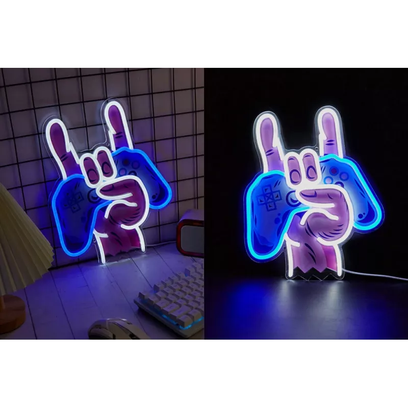 Neon Lights MANTA SNL109MT mano con gamepad cartel de neón, iluminación LED decorativa para setup gaming