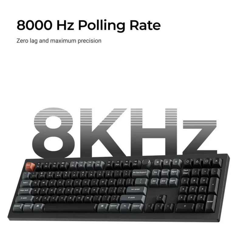 Teclado mecánico Full-Size (100%) Keychron V6 Ultra 8K — QWERTY, Bluetooth, RGB LED, negro