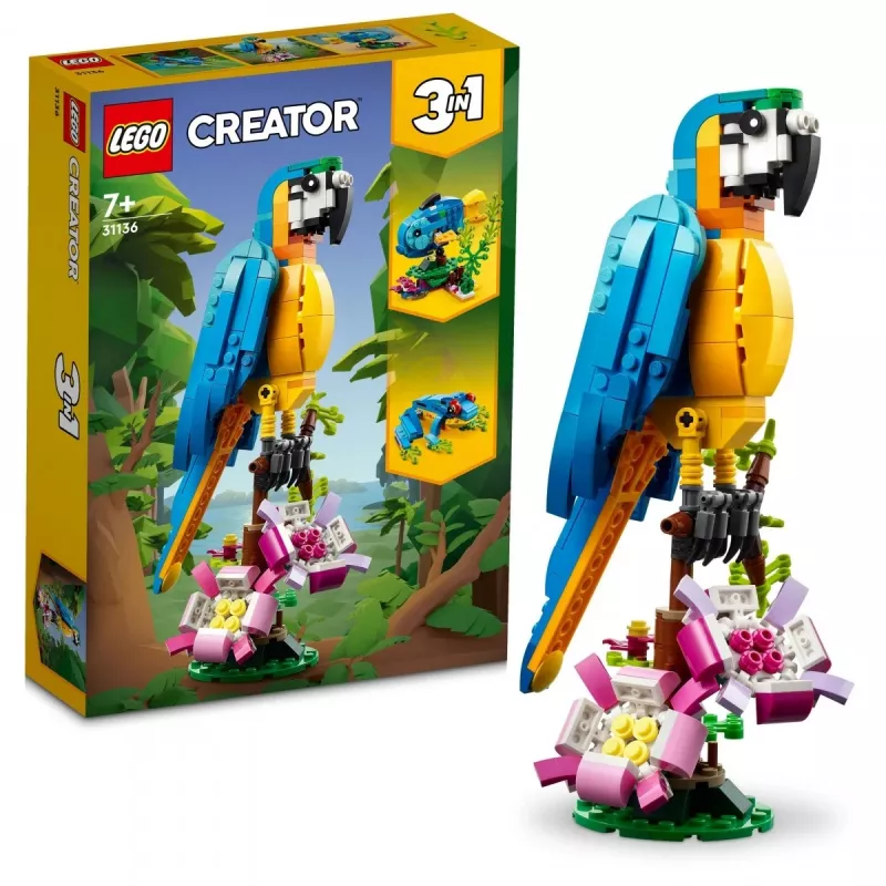 LEGO set de construcción loro exótico 31136 — modelo de exposición Creator, 253 piezas, 220×120×110 mm