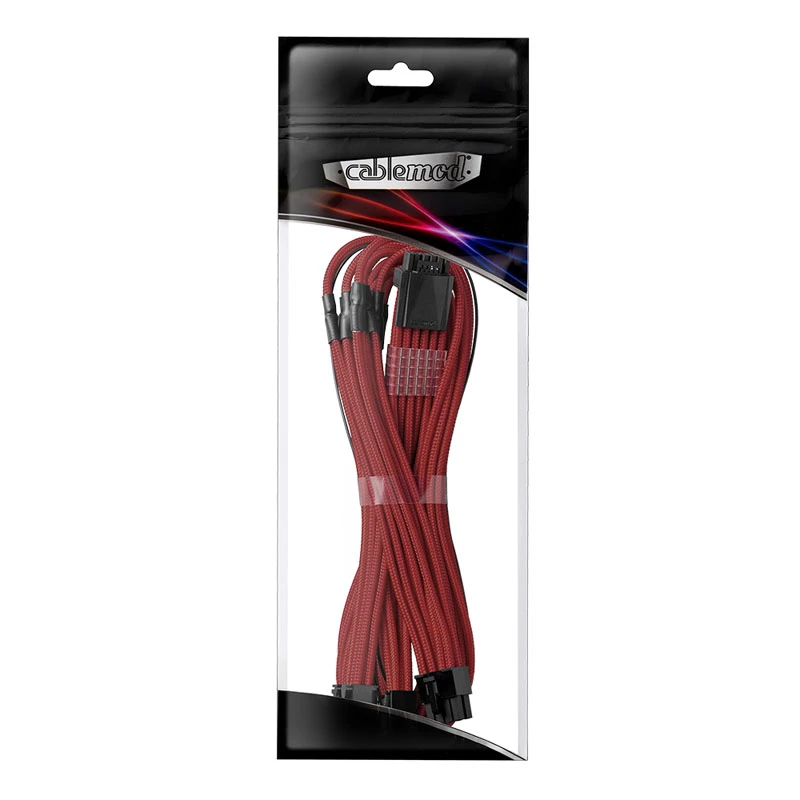 Cable CableMod C-Series PRO ModMesh 12VHPWR a 3x PCI-e para Corsair - 60 cm, rojo oscuro