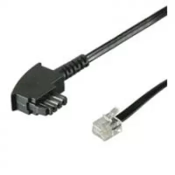 Wentronic Goobay Cable de conexión TAE-F (asignación de pines internacional) 4 polos, negro, 3 m - conector macho TAE-F a conector macho RJ11/RJ14 (6P4C) (50941)