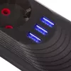 Regleta de enchufes MACLEAN MCE395 B — 5 enchufes, 3×USB, 110–240V AC, 2,1A USB, 2500W, cable de 1,5 m, negra