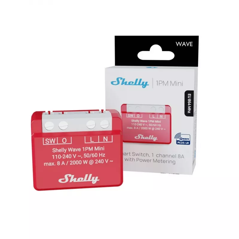Shelly Wave 1PM Mini LR relé Z-Wave con medición de potencia