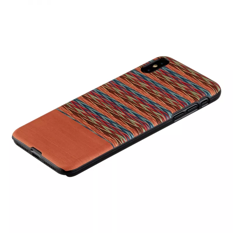 Funda para móvil man and wood para iPhone X/XS — cuadro marrón con detalles negros