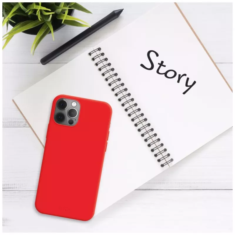 Tapa trasera para móvil FIXED para Apple iPhone 16e, goma, rojo, funda protectora fina
