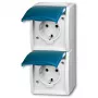 BUSCH JAEGER BJ 20-02EW-53 Toma de corriente con tapa abatible vertical 2 tomas ocean IP44 gris/azul