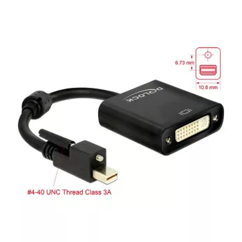 Adaptador de cable de vídeo DeLOCK 62639 Mini DisplayPort a DVI-I 0,25 m Negro
