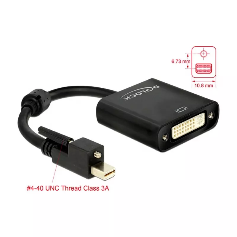 Adaptador de cable de vídeo DeLOCK 62639 Mini DisplayPort a DVI-I 0,25 m Negro