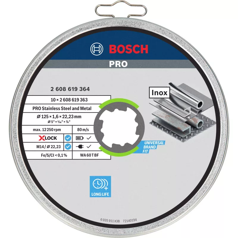 Bosch X-LOCK disco de corte recto, 125 mm, 10 unidades