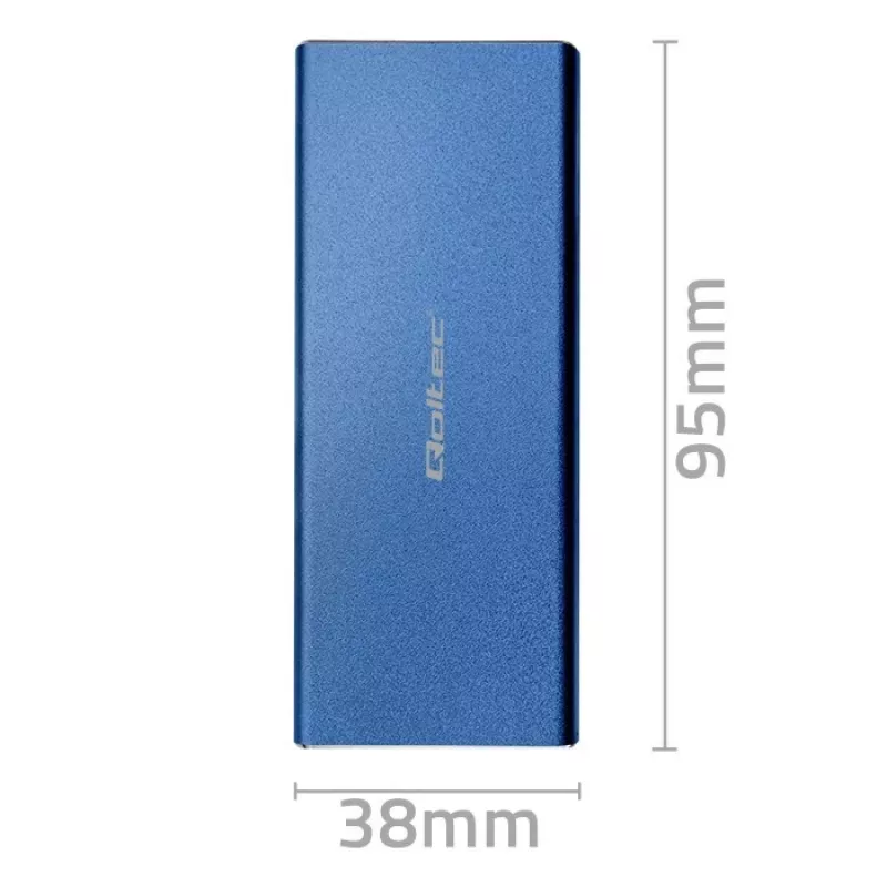 Carcasa SSD QOLTEC 51832 — externa M.2 SATA, USB 3.0, hasta 2 TB, azul, compatible con unidades de 30 mm, 4 ranuras