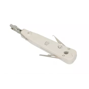 Herramienta de inserción Krone Extralink NT-T002, cuchilla de acero templado, mango de plástico, función de bloqueo, gris/blanco