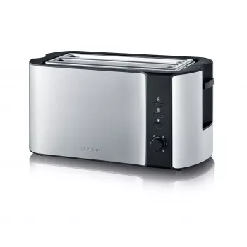 Tostador automático de ranura larga AT 2590 (acero inoxidable/negro, 1.400 vatios, para 4 rebanadas de pan)