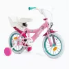 Bicicleta infantil HUFFY 24951W Minnie, ruedas de 14 pulgadas, cuadro de acero, neumáticos, frenos de llanta delantero/trasero, ruedines