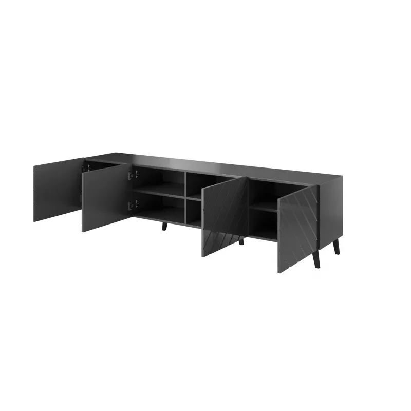 Mueble RTV ABETO 200x42x52 grafito/brillante