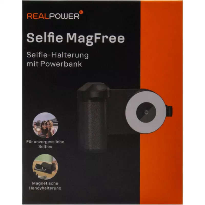 Luz selfie RealPower Selfie MagFree LED Negro Blanco ABS PU