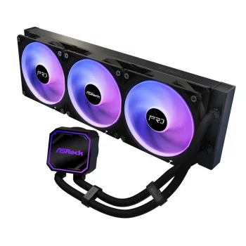 Disipador de CPU ASROCK Pro 360 ARGB negro — modelo ASROCK 90-APRA36-BAAGA6, refrigeración líquida AIO de 360 mm, iluminación ARGB