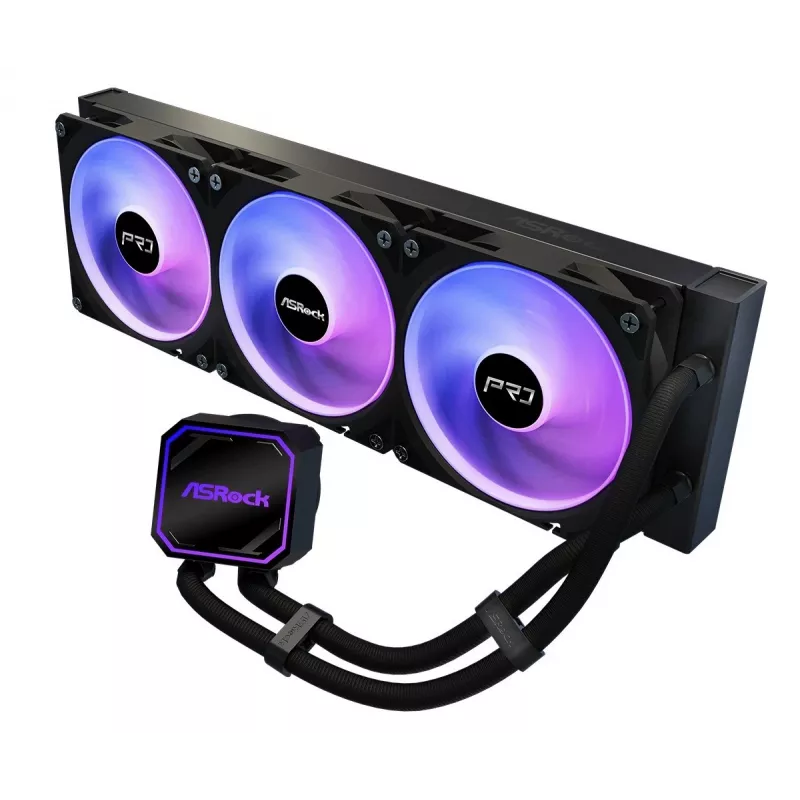 Disipador de CPU ASROCK Pro 360 ARGB negro — modelo ASROCK 90-APRA36-BAAGA6, refrigeración líquida AIO de 360 mm, iluminación ARGB