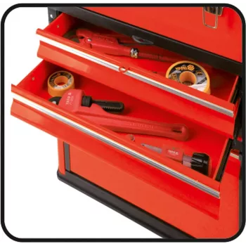 Caja de herramientas YATO YT-09107 metal 495x252x180 mm, negro/rojo, 6 kg, 2 compartimentos, con cierre
