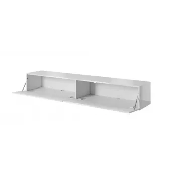 Soporte de TV cama meble SLIDE 200 — 2000×400×300 mm, tablero de MDF blanco brillante, estructura blanca