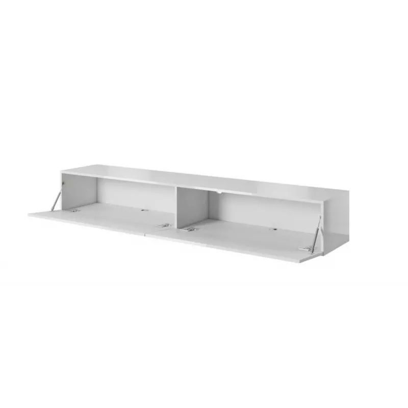 Soporte de TV cama meble SLIDE 200 — 2000×400×300 mm, tablero de MDF blanco brillante, estructura blanca