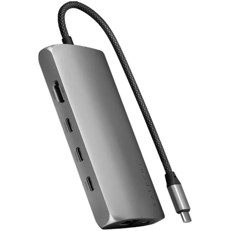 Adaptador multipuerto Satechi USB-C 8K con Ethernet V3 space grey (ST-P8KEM)
