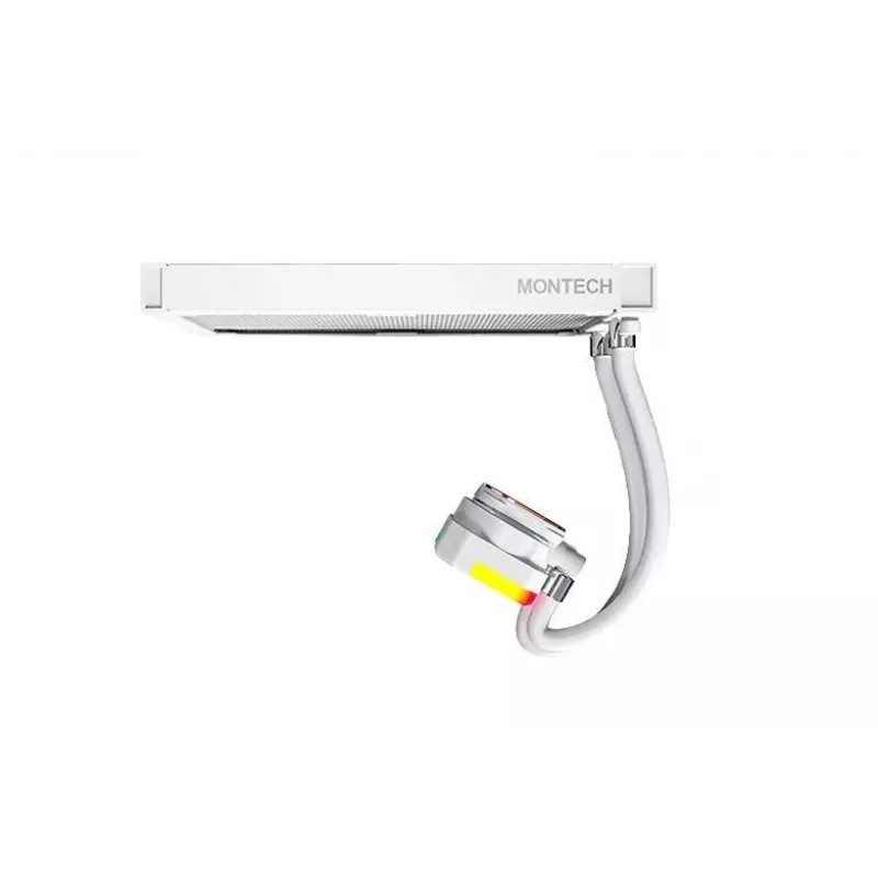 Refrigeración líquida AIO Montech Hyper Flow ARGB 240 mm blanco — radiador de 240 mm, iluminación ARGB, acabado blanco