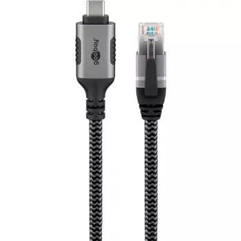 Goobay 70755 cable USB-C a RJ45 Ethernet CAT 6 para una conexión a internet por cable estable con router/módem/switch de red/sustituye al adaptador USB a RJ45 / 1