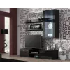 Armario vitrina Cama Meble SOHO de pared 1 puerta marco negro mate / puerta negro brillante con 2 estantes de vidrio templado