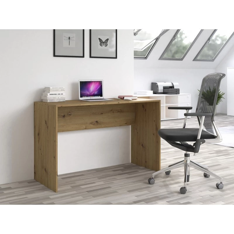 Tablero de escritorio de ordenador BIURKO PLUS ARTISAN, tablero rectangular recto, aglomerado, 1200×500×760 mm, color roble