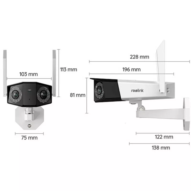 Reolink Duo Series W730 - Cámara Wi-Fi exterior 4K, doble objetivo, visión panorámica de 180°, detección de personas/vehículos/animales