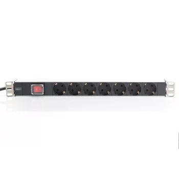 Regleta de enchufes de aluminio Digitus con interruptor. 7 tomas de seguridad. Cable de 2 m