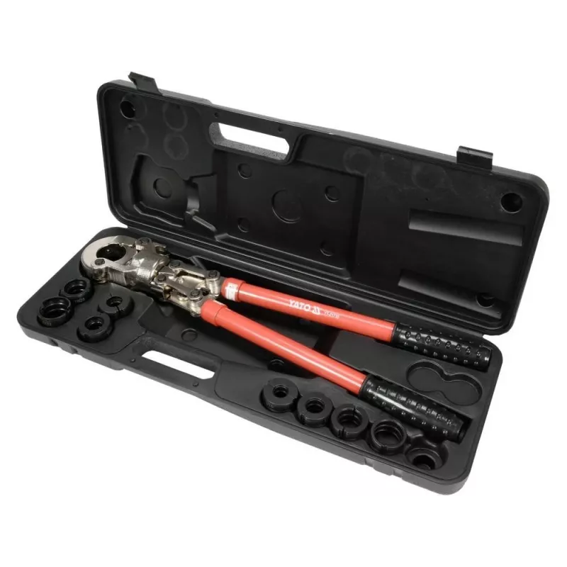 Yato PEX-AL-PEX Tenaza de crimpar manual con set de 8 mordazas