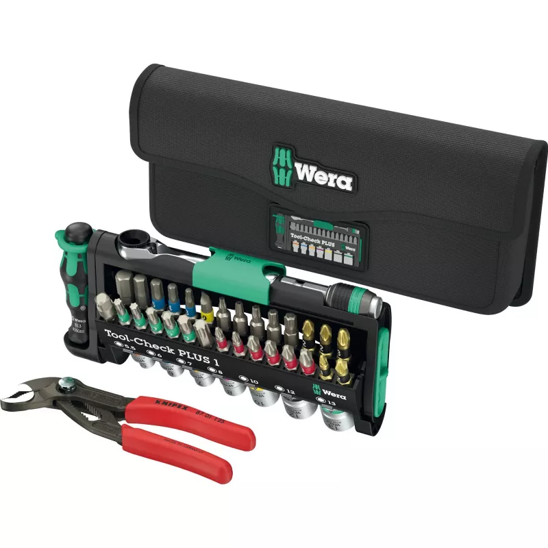 Set de herramientas Wera Tool-Check Combi 1 con alicate Knipex Cobra, 40 piezas