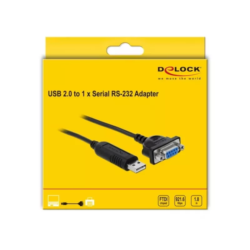 Cable serie DeLOCK 66281 negro 1,8 m RS-232 USB Type-A