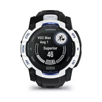 Smartwatch GARMIN Instinct 3,05 cm (1,2 pulgadas) AMOLED 45 mm 390x390 px pantalla táctil Negro Blanco GPS 4 GB 53 g correa de silicona