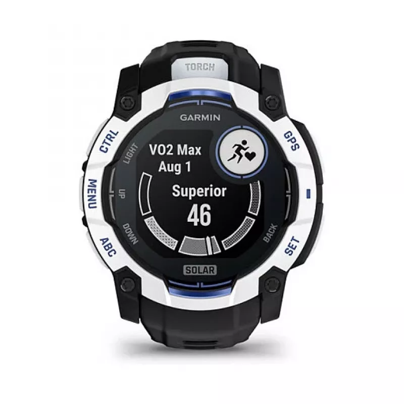 Smartwatch GARMIN Instinct 3,05 cm (1,2 pulgadas) AMOLED 45 mm 390x390 px pantalla táctil Negro Blanco GPS 4 GB 53 g correa de silicona