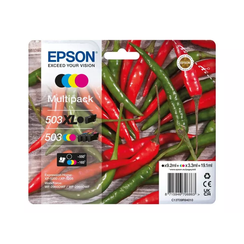 Epson 503 XL cartucho de tinta 4 uds. original alto rendimiento (XL) negro, cian, magenta, amarillo