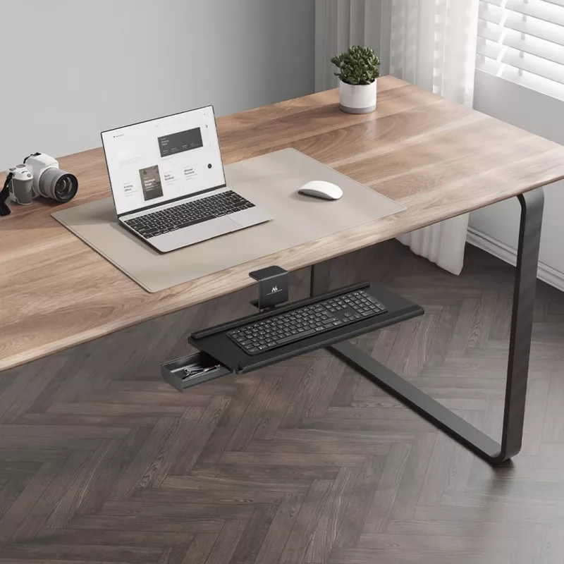 Soporte de teclado bajo escritorio Maclean, carga máx. 5 kg, ajustable horizontal y verticalmente, negro, MC-108 B