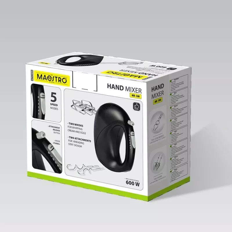 Batidora de mano Maestro MR-500, negra – batidora de mano, modelo MR-500